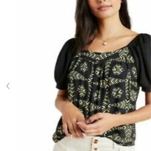 Maeve Anthropologie Metallic Sleeve Top NWT
